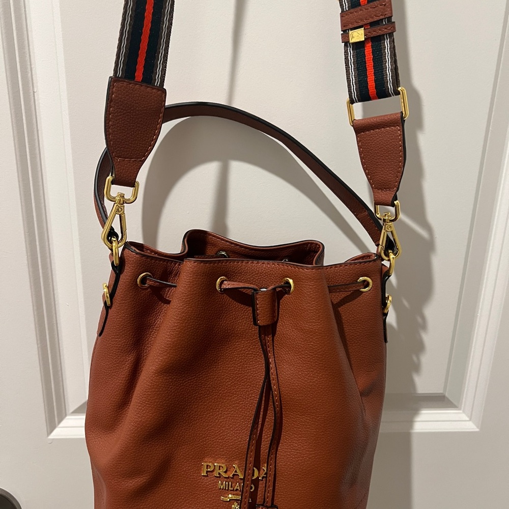 Prada Tan Leather Drawstring Shoulder Bag